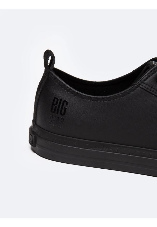 Big-Star - Trampki męskie ze skóry ekologicznej czarne JJ174005 906. Okazja: na co dzień. Kolor: czarny. Materiał: skóra ekologiczna. Styl: klasyczny, casual, elegancki