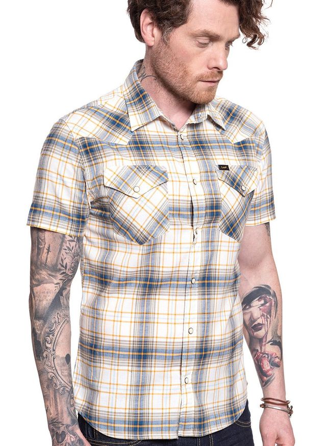 Lee - LEE SS WESTERN BRIGHT WHITE L640DKLJ 112115267. Okazja: na imprezę. Materiał: jeans, materiał, bawełna. Długość rękawa: krótki rękaw. Długość: krótkie. Wzór: aplikacja. Sezon: lato. Styl: klasyczny