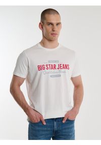 Big-Star - Koszulka męska bawełniana z nadrukiem biała Messeret 100. Kolor: biały. Materiał: bawełna. Wzór: nadruk