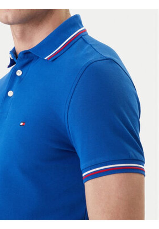 TOMMY HILFIGER - Tommy Hilfiger Polo Seasonal MW0MW39993 Niebieski Slim Fit. Typ kołnierza: polo. Kolor: niebieski. Materiał: bawełna