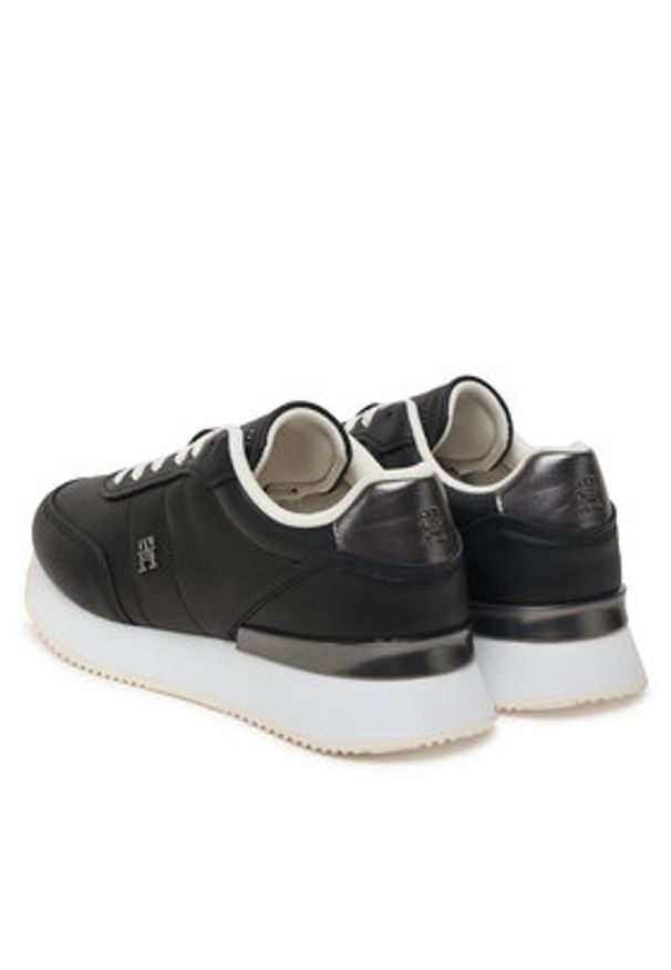 TOMMY HILFIGER - Tommy Hilfiger Sneakersy Chic Fashion Runner FW0FW08695 Czarny. Kolor: czarny. Materiał: skóra