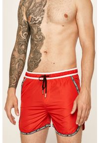 Karl Lagerfeld - Szorty kąpielowe. Kolor: czerwony. Materiał: poliester, materiał, poliamid, elastan. Wzór: gładki #1
