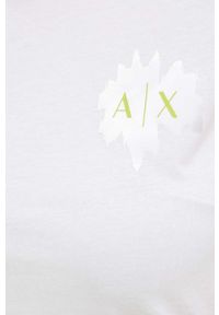 Armani Exchange t-shirt bawełniany kolor biały. Okazja: na co dzień. Kolor: biały. Materiał: bawełna. Wzór: aplikacja. Styl: casual, klasyczny #3
