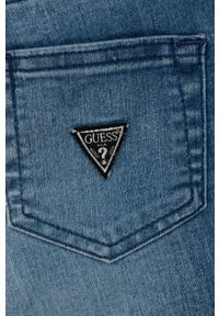 Guess szorty jeansowe dziecięce gładkie regulowana talia. Stan: podwyższony. Kolor: niebieski. Materiał: jeans. Wzór: gładki