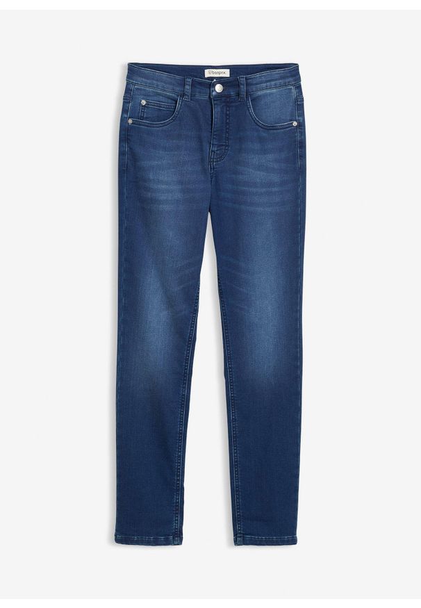 bonprix - Dżinsy dresowe slim fit, prosta nogawka. Kolor: niebieski