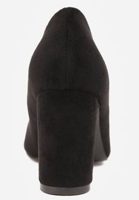 Renee - Czarne Casualowe Czółenka na Słupku ze Skórzaną Wkładką Maicie. Okazja: na co dzień. Zapięcie: bez zapięcia. Kolor: czarny. Materiał: skóra. Obcas: na słupku. Styl: casual. Wysokość obcasa: średni #9