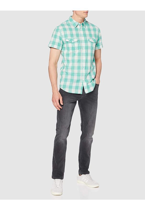 Wrangler - KOSZULA MĘSKA WRANGLER SS MODERN WESTERN SH LAGOON W5L41O42C 112130196