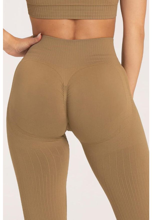 GYM GLAMOUR - Legginsy fitness damskie Gym Glamour push up 2.0. Kolor: żółty. Sport: fitness