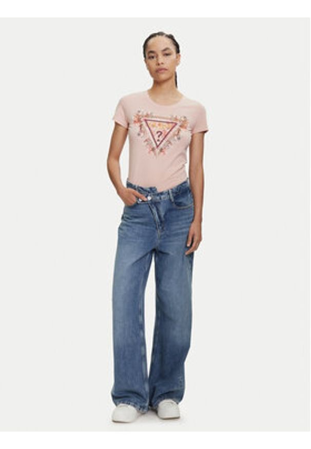 Guess T-Shirt W5YI08 J1314 Pomarańczowy Regular Fit. Kolor: pomarańczowy. Materiał: bawełna