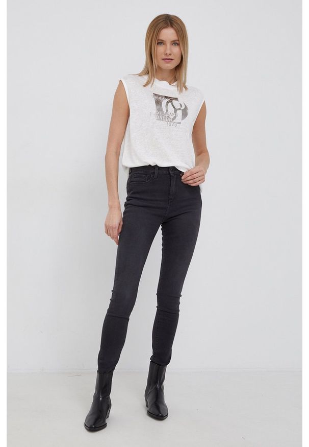 Pepe Jeans Jeansy Dion damskie high waist. Stan: podwyższony. Kolor: szary