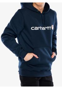 Bluza z kapturem męska Carhartt Signature Logo Sweatshirt. Typ kołnierza: kaptur. Kolor: niebieski