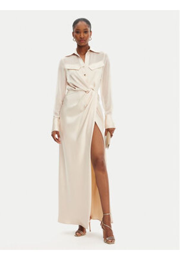 Babylon Sukienka koszulowa ED0734 Beżowy Regular Fit. Kolor: beżowy. Materiał: syntetyk. Typ sukienki: koszulowe