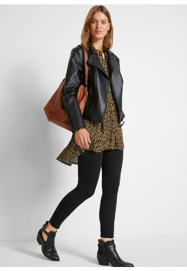 bonprix - Bluzka z dłuższym tyłem. Kolor: czarny. Materiał: materiał. Długość: długie