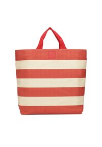 Kazar - Czerwono-kremowa torebka z tkaniny. Kolor: czerwony. Sezon: lato. Styl: wakacyjny, klasyczny #1