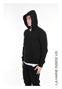 La Haine Inside Us Bluza | 3M M1166 | Mężczyzna | Czarny. Okazja: na co dzień. Typ kołnierza: kaptur. Kolor: czarny. Materiał: wiskoza, elastan. Wzór: aplikacja. Styl: casual, elegancki #6