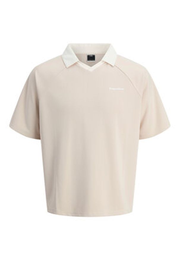 Jack & Jones - Jack&Jones Polo Lido 12276758 Beżowy Loose Fit. Typ kołnierza: polo. Kolor: beżowy. Materiał: syntetyk