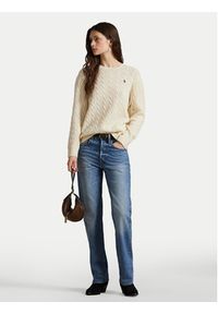 Polo Ralph Lauren Sweter 211971865001 Biały Slim Fit. Typ kołnierza: polo. Kolor: biały. Materiał: wełna