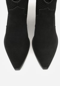 Renee - Czarne Botki Typu Kowbojki na Stożku ze Skóry Naturalnej Clearfeather. Okazja: na co dzień. Kolor: czarny. Materiał: skóra. Obcas: na stożku. Styl: klasyczny, casual #3