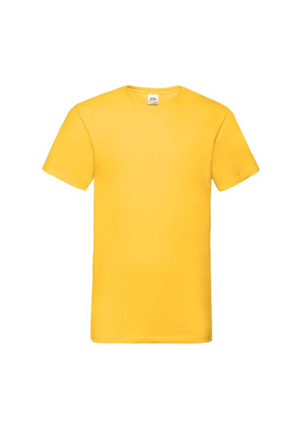 FRUIT OF THE LOOM - Męska Koszulka Z Dekoltem Valueweight. Kolor: żółty, wielokolorowy, pomarańczowy. Sport: turystyka piesza