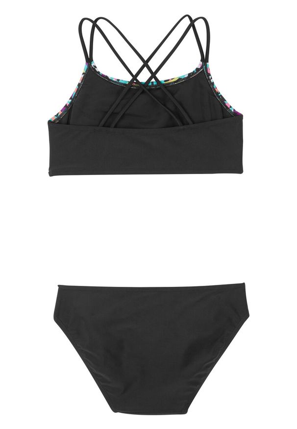 Bikini dziewczęce (2 części) bonprix czarny wzorzysty. Kolor: czarny