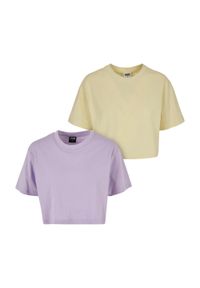 Urban Classics - Krótka Koszulka Damska Oversize (zestaw 2 Sztuk). Kolor: żółty, wielokolorowy, różowy, fioletowy. Długość: krótkie