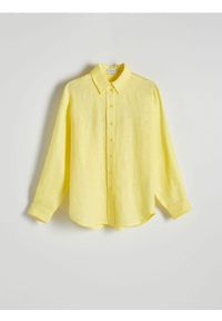 Reserved - Koszula z lnu - żółty. Kolor: żółty. Materiał: len