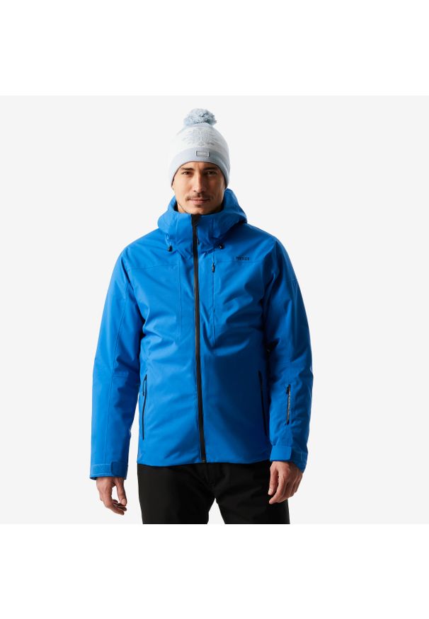WEDZE - Kurtka narciarska i snowboardowa męska Quechua 500. Kolor: niebieski. Materiał: tkanina, materiał, włókno, skóra, syntetyk. Sezon: zima. Sport: narciarstwo, snowboard