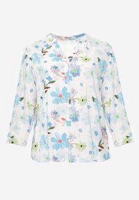 Born2be - Niebieska Koszula Wiskozowa w Kwiaty Syro. Okazja: na co dzień. Typ kołnierza: dekolt w kształcie V. Kolekcja: plus size. Kolor: niebieski. Materiał: wiskoza. Wzór: kwiaty. Styl: casual #6