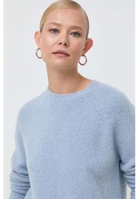Weekend Max Mara sweter z domieszką wełny damski kolor niebieski. Kolor: niebieski. Materiał: wełna. Długość rękawa: raglanowy rękaw. Styl: klasyczny #1