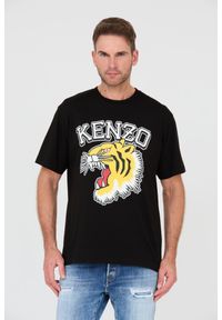 Kenzo - KENZO Czarny męski t-shirt Tiger Varsity Jungle, Rozmiar S. Kolor: czarny