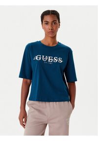 Guess T-Shirt V5YI02 I3Z14 Niebieski Boxy Fit. Kolor: niebieski. Materiał: bawełna