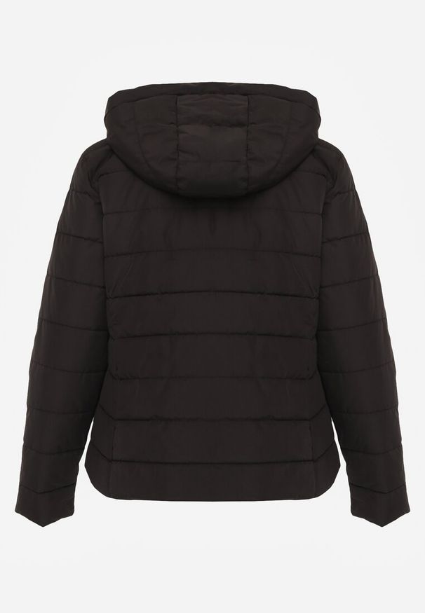 Renee - Czarna Pikowana Kurtka Przejściowa z Kapturem Cinetta. Typ kołnierza: kaptur. Kolor: czarny. Materiał: jeans, poliester. Styl: elegancki