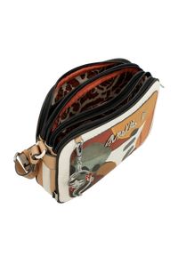 Pomarańczowa Stylowa Torebka Damska Anekke. Kolor: pomarańczowy. Wzór: nadruk, aplikacja, kolorowy. Dodatki: z breloczkiem. Styl: elegancki. Rodzaj torebki: na ramię #9