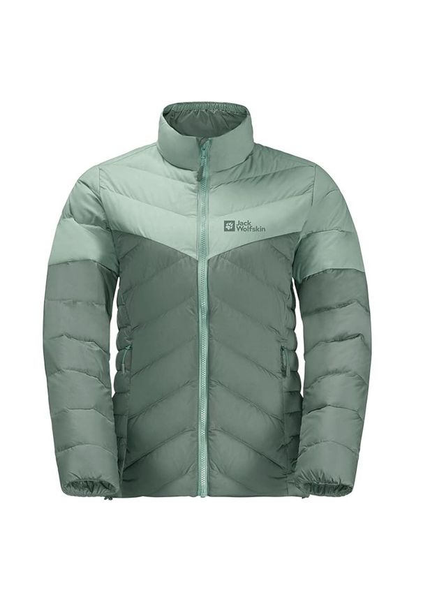 Kurtka turystyczna damska Jack Wolfskin Tundra Down. Kolor: zielony. Materiał: poliamid, puch. Sport: turystyka piesza