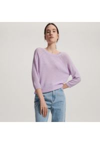 Reserved - Dzianinowy sweter - Fioletowy. Kolor: fioletowy. Materiał: dzianina