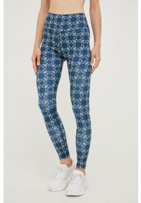 Guess legginsy damskie kolor granatowy wzorzyste. Kolor: niebieski. Materiał: skóra