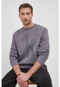 Calvin Klein Jeans Bluza męska kolor szary z nadrukiem. Kolor: szary. Materiał: dzianina. Wzór: nadruk