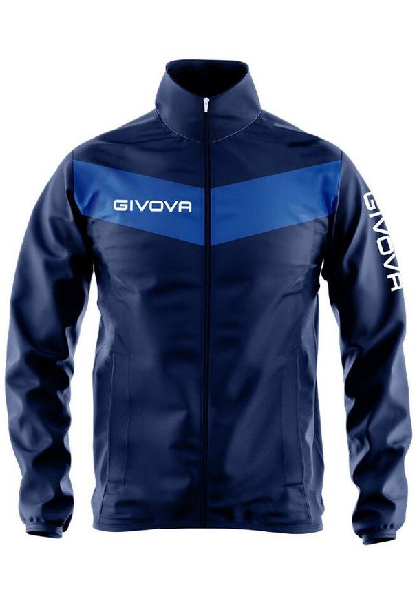 Kurtka przeciwdeszczowa Givova Rain do treningu i codziennego użytku. Okazja: na co dzień. Kolor: niebieski. Materiał: poliester, nylon. Styl: casual
