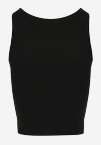 Born2be - Czarny Top z Prążkowanego Materiału Zitessa. Okazja: na co dzień. Kolor: czarny. Materiał: prążkowany, materiał. Długość rękawa: na ramiączkach. Styl: casual, elegancki, klasyczny #3