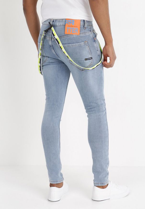 Born2be - Niebieskie Jeansy Skinny Actamene. Kolor: niebieski. Wzór: aplikacja, gładki