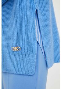 MICHAEL Michael Kors sweter wełniany damski kolor niebieski ciepły z półgolfem. Kolor: niebieski. Materiał: wełna. Długość rękawa: długi rękaw. Długość: długie #4