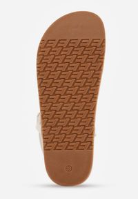 Renee - Beżowe Sandały Japonki na Palec na Platformie z Metaliczną Ozdobą Rinevia. Kolor: beżowy. Materiał: jeans. Wzór: aplikacja. Sezon: lato. Obcas: na platformie. Styl: elegancki #7