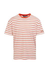 Regatta - T-shirt Męski Paski Shorebay II. Kolor: pomarańczowy, biały, wielokolorowy. Wzór: paski