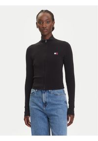 Tommy Jeans Kardigan DW0DW20967 Czarny Regular Fit. Kolor: czarny. Materiał: bawełna