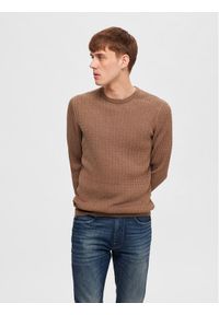 Selected Homme Sweter 16090606 Brązowy Regular Fit. Kolor: brązowy. Materiał: bawełna #1