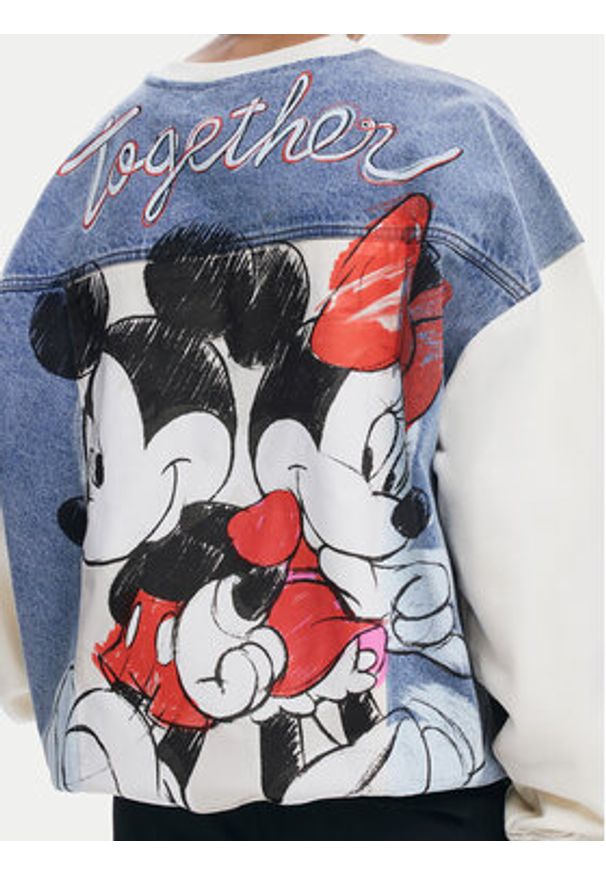 Desigual Bluza Mickey Mouse 25SWSK39 Écru Regular Fit. Materiał: bawełna. Wzór: motyw z bajki