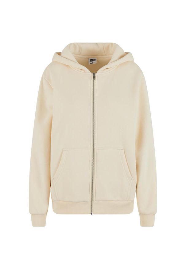 Damska bluza z kapturem zapinana na zamek Urban Classics. Typ kołnierza: kaptur. Kolor: biały. Materiał: materiał