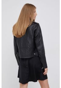 Calvin Klein Jeans Ramoneska skórzana damska kolor czarny przejściowa. Okazja: na co dzień. Kolor: czarny. Materiał: skóra. Styl: casual #3