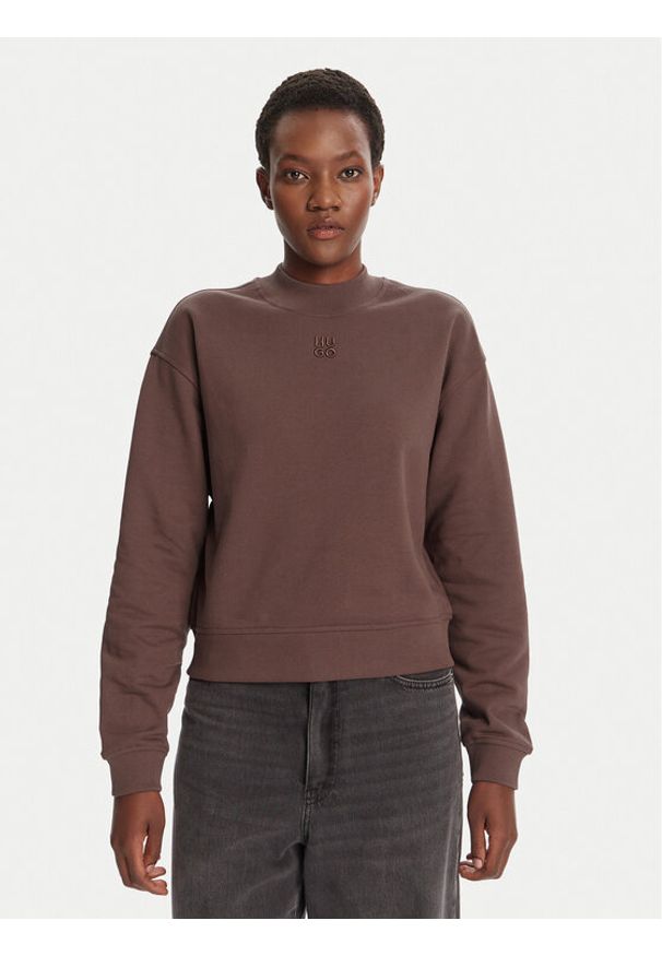 Hugo - HUGO Bluza Daxandria 50527463 Brązowy Relaxed Fit. Kolor: brązowy. Materiał: bawełna