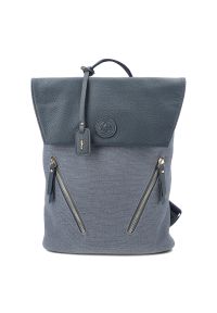 Plecak damski Rieker, połączenia materiału i skóry ekologicznej o nowoczesnej formie z klapą regulowanymi szelkami i praktycznymi kieszeniami zapinan. Kolor: niebieski. Materiał: materiał, skóra ekologiczna. Styl: casual, elegancki #8